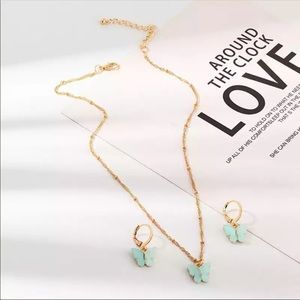 Natural Resin Butterfly Jewelry Set